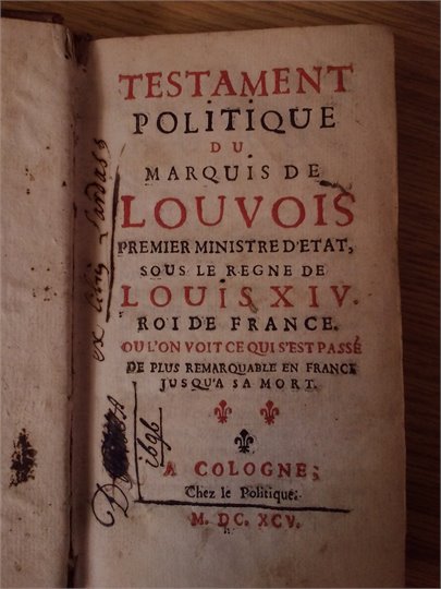 Sandras  Testament politique du marquise de Louvois