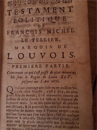 Sandras  Testament politique du marquise de Louvois