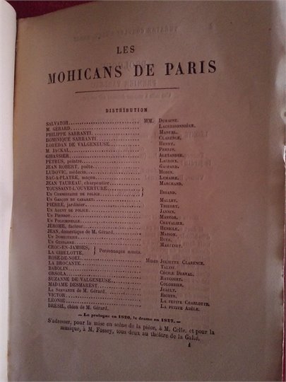 Dumas  Les mohicans de Paris (Drame)