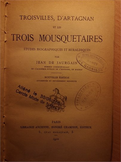 J.de Jaurgain Troisvilles, d'Artagnan et les trois mousquetaires