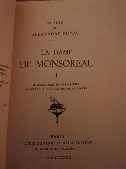 Dumas  La dame de Monsoreau (Conard)