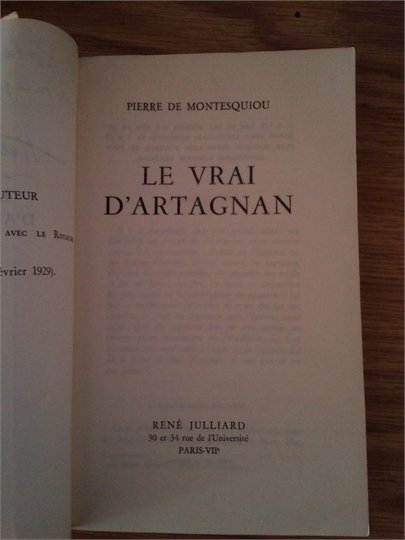P. de Montesquiou  Le vrai d'Artagnan