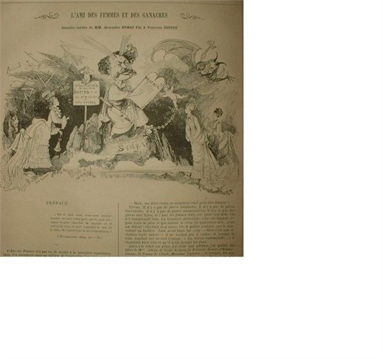 Caricature 1874 Alexandre Dumas - L'ami des femmes et des ganaches