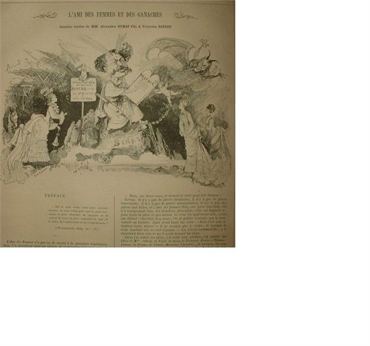Caricature 1874 Alexandre Dumas - L'ami des femmes et des ganaches