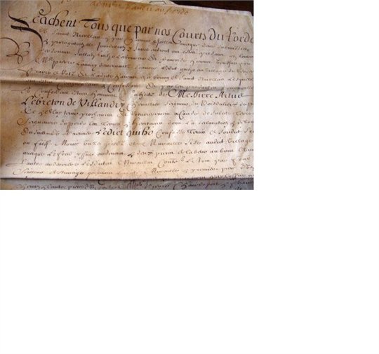 Document sur velin 1646 d'Arthur de Villandry