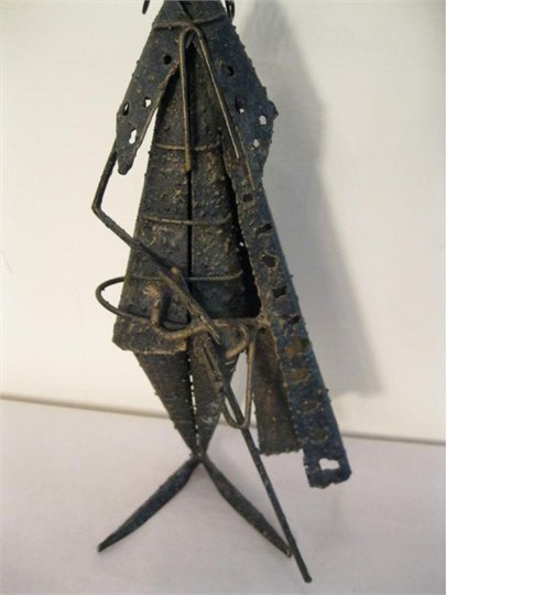 Mid Century Modern Art Brutalist Abstract Figure Musketeer Table Sculpture
