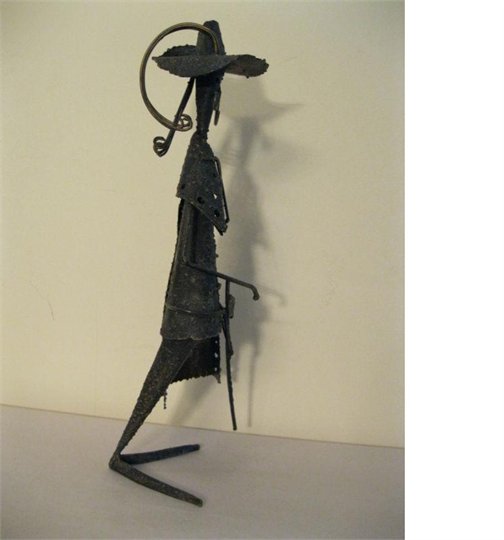 Mid Century Modern Art Brutalist Abstract Figure Musketeer Table Sculpture 2