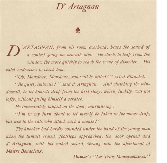 D'Artagnan at Door, from Dumas' "Three Musketeers" True 1892 Litho Plate Book