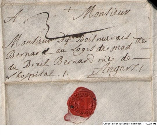 lettre ANGERS Bernard de Boismarais du Breil armée Colbert du Ronceray