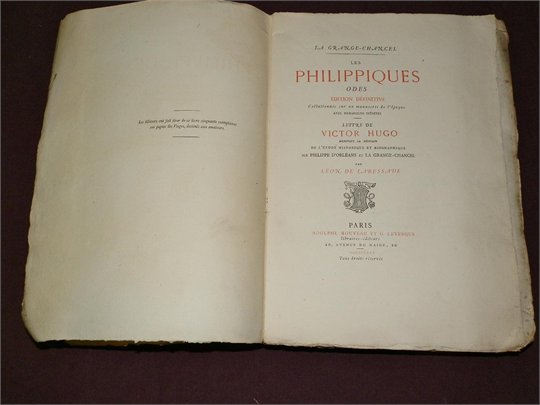 LES PHILIPPIQUES, Odes. EXEMPLAIRE UNIQUE RESERVE A ALEXANDRE DUMAS.