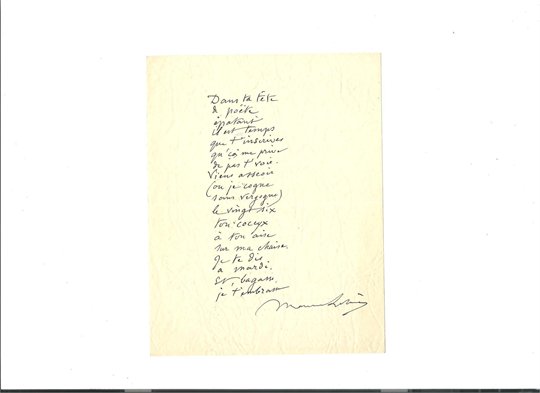 M.Leloir Poesie autographe signee