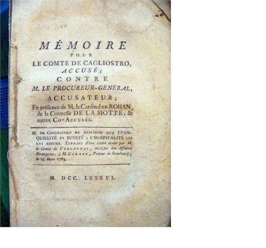 MEMOIRE POUR LE COMTE DE CAGLIOSTRO