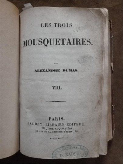 Dumas Les trois mousquetaires (1844)