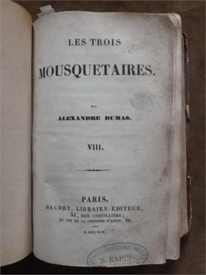 Dumas Les trois mousquetaires (1844)