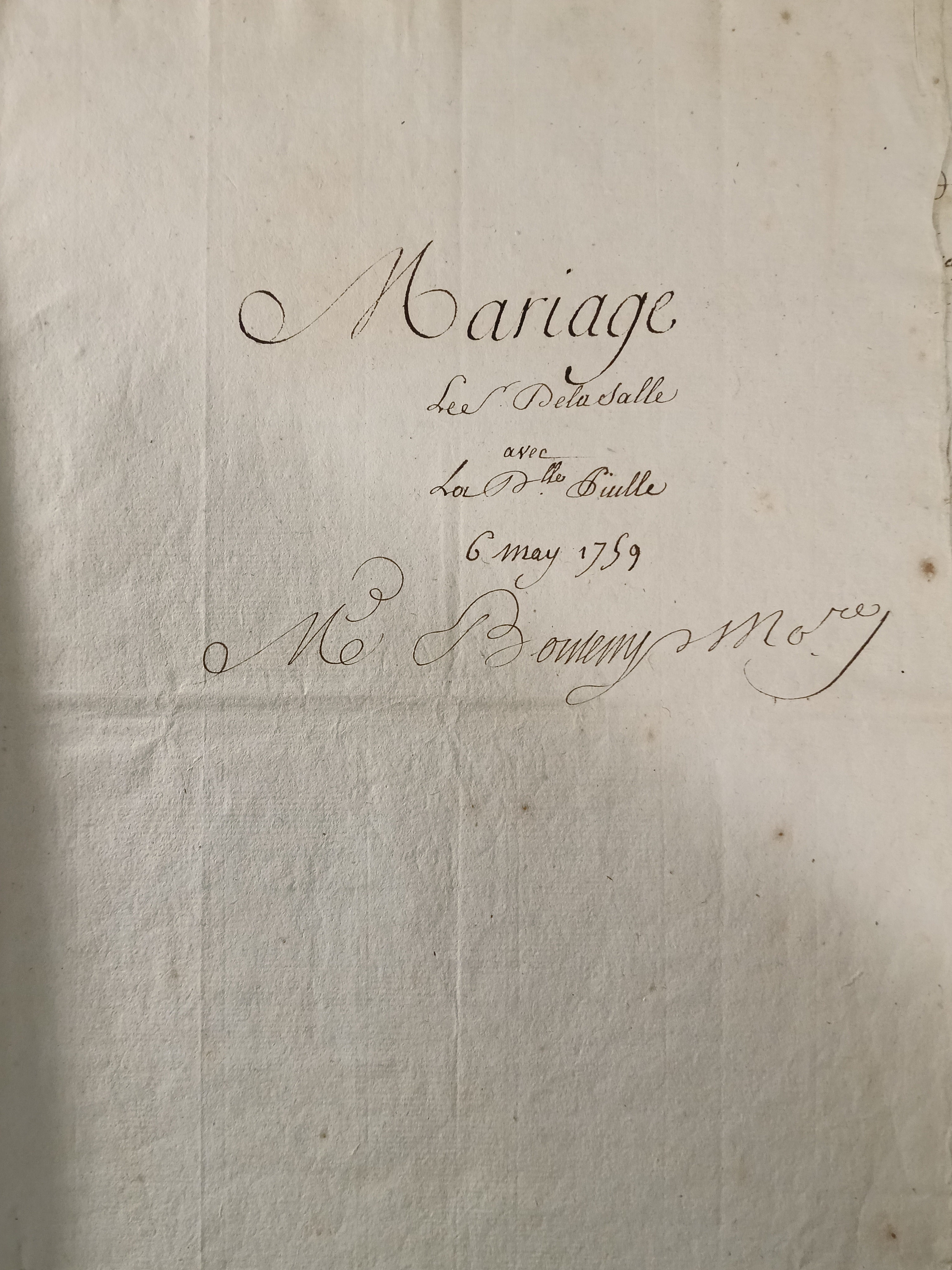 M. Delasalle   Contrat de mariage