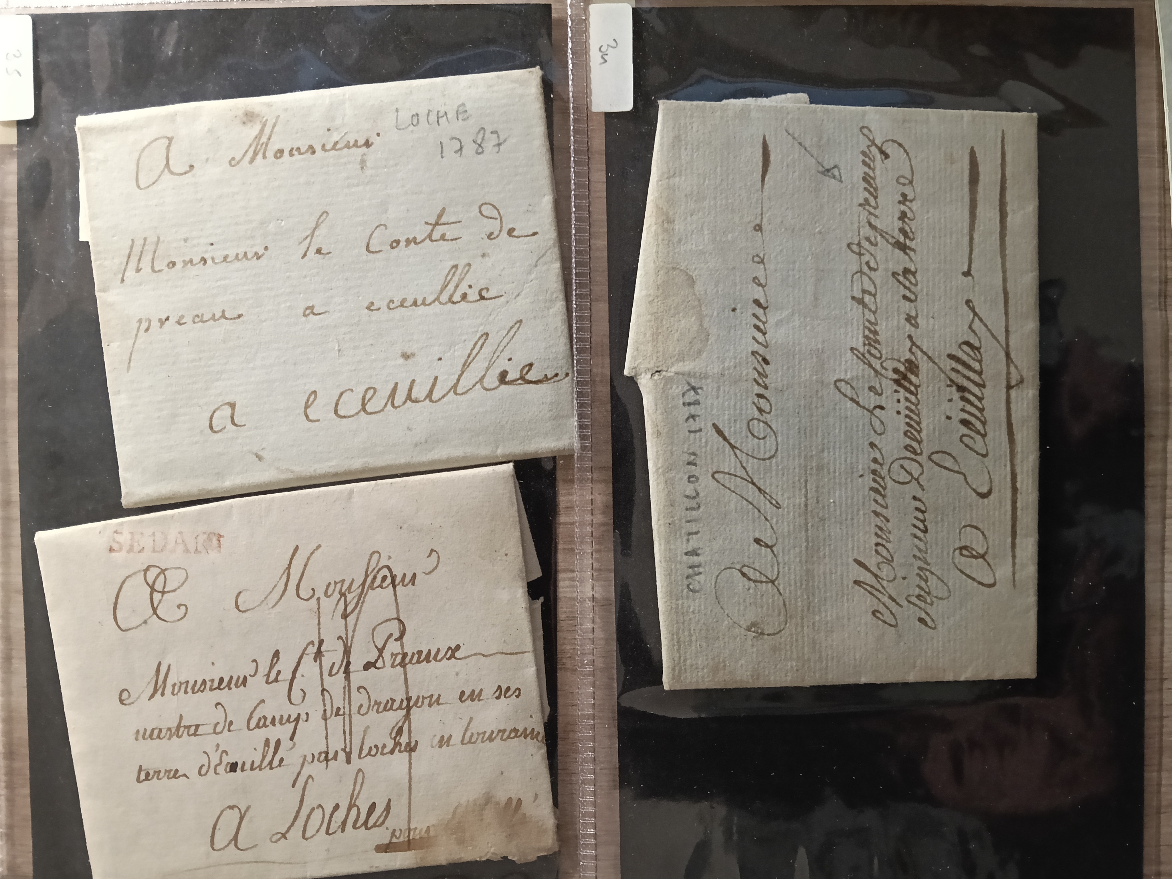 7 lettres du XVIIIème destinataire chevalier comte DE PREAUX mousquetaire noirs