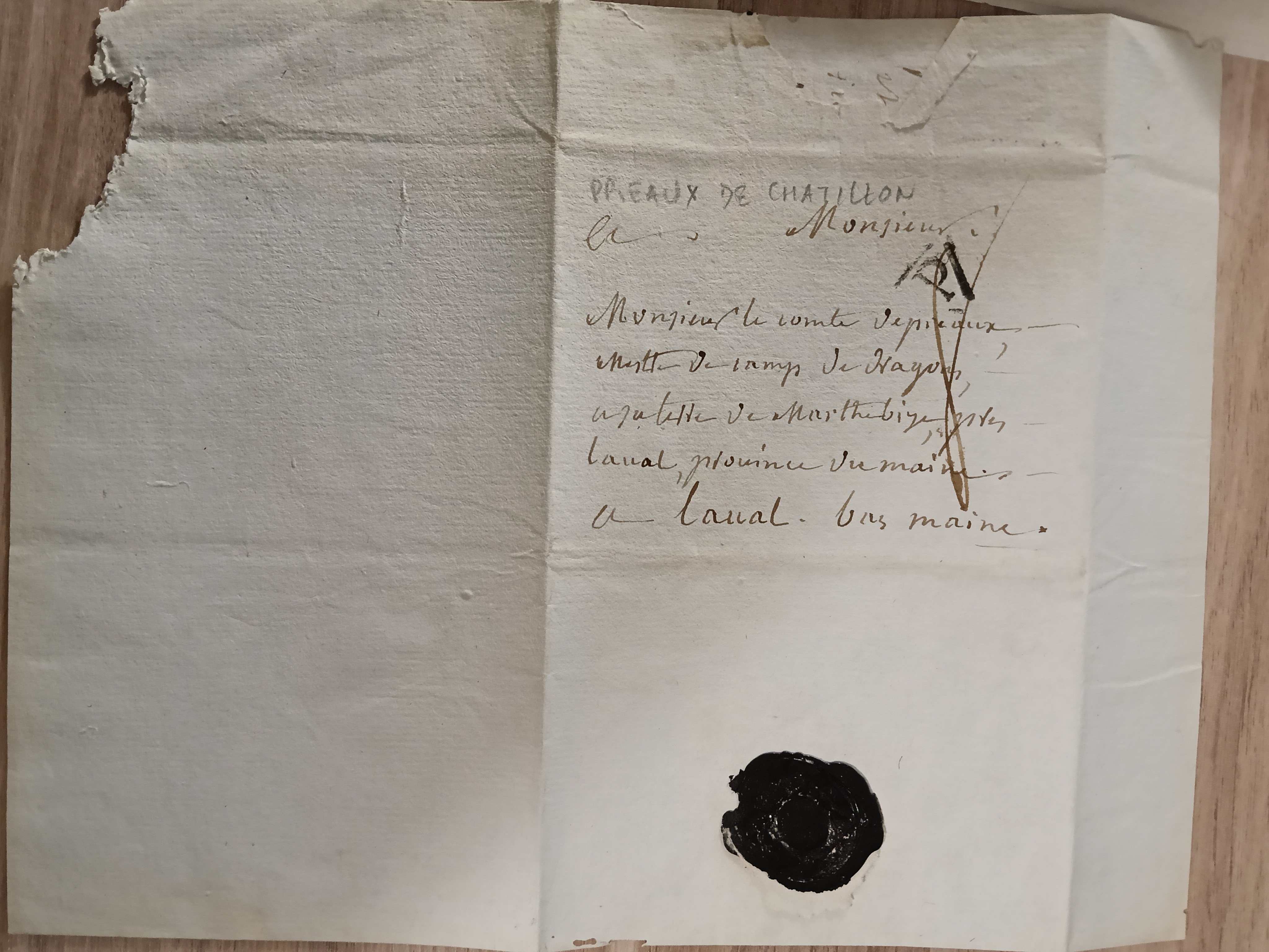 7 lettres du XVIIIème destinataire chevalier comte DE PREAUX mousquetaire noirs