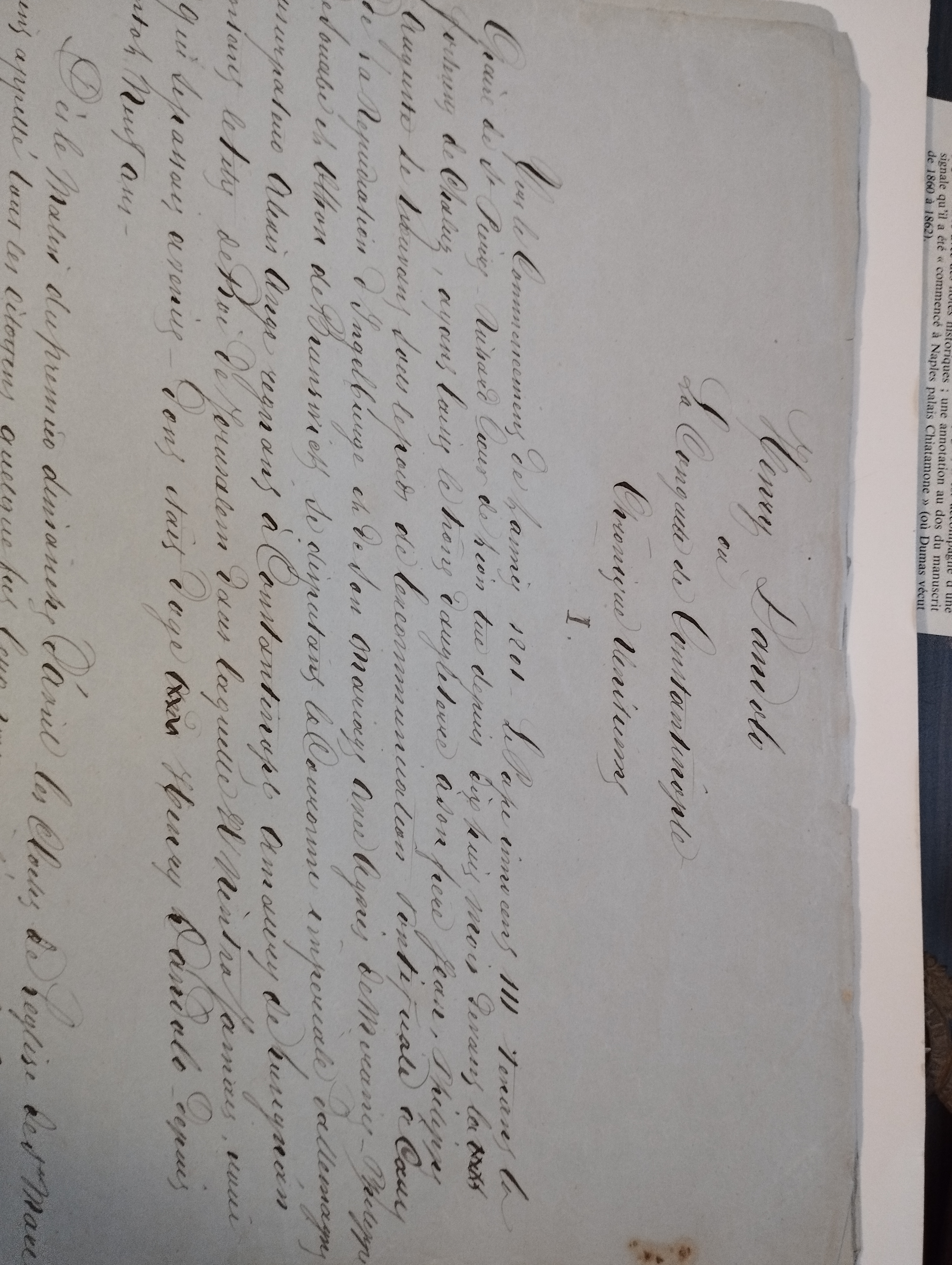 Alexandre DUMAS  Manuscrit autographe, Henri Dandolo ou la Conquête de Constantinople, chronique vénitienne