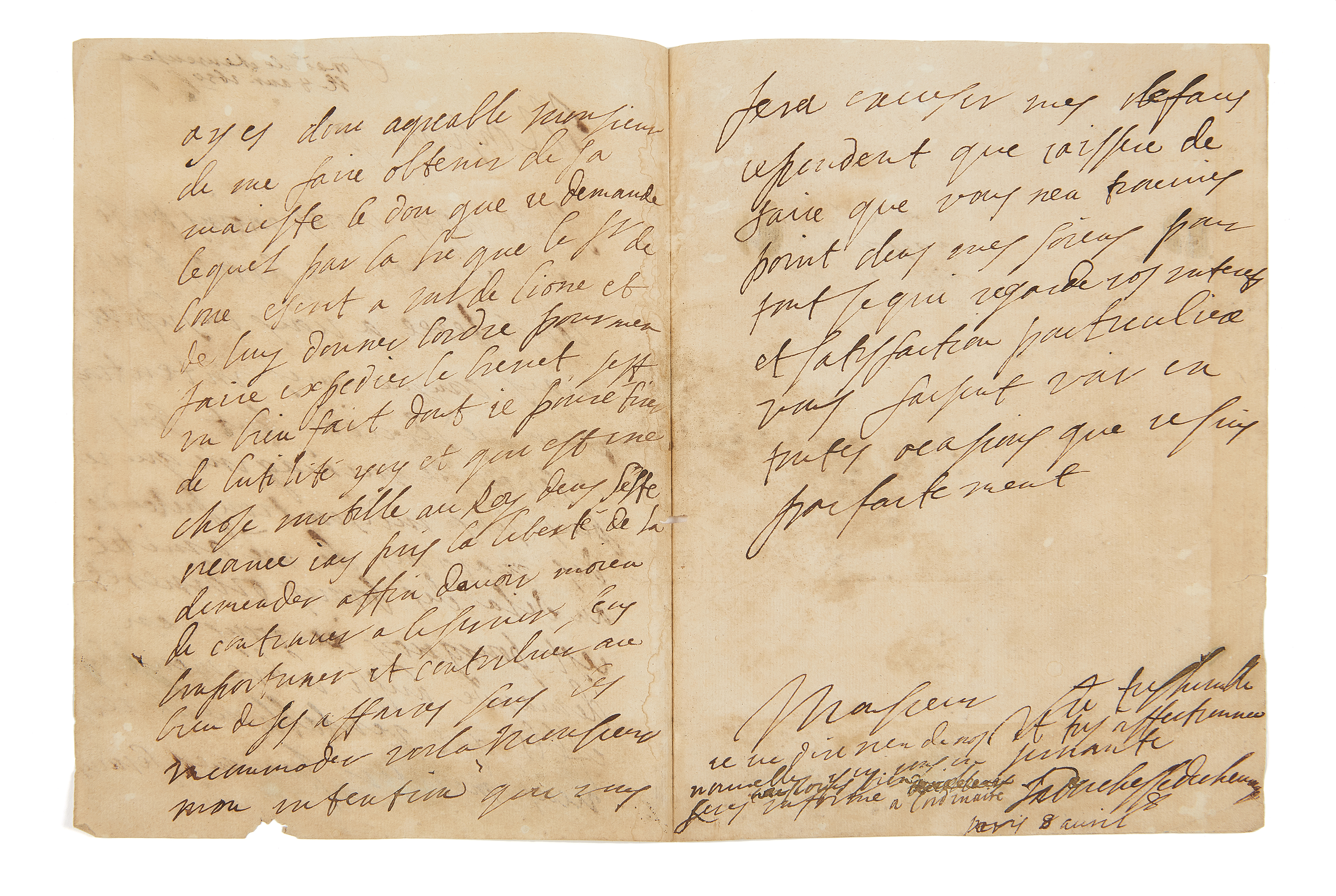 CHEVREUSE (Marie Aimée de Rohan dit, Duchesse de) Lettre autographe signée au Cardinal Mazarin.