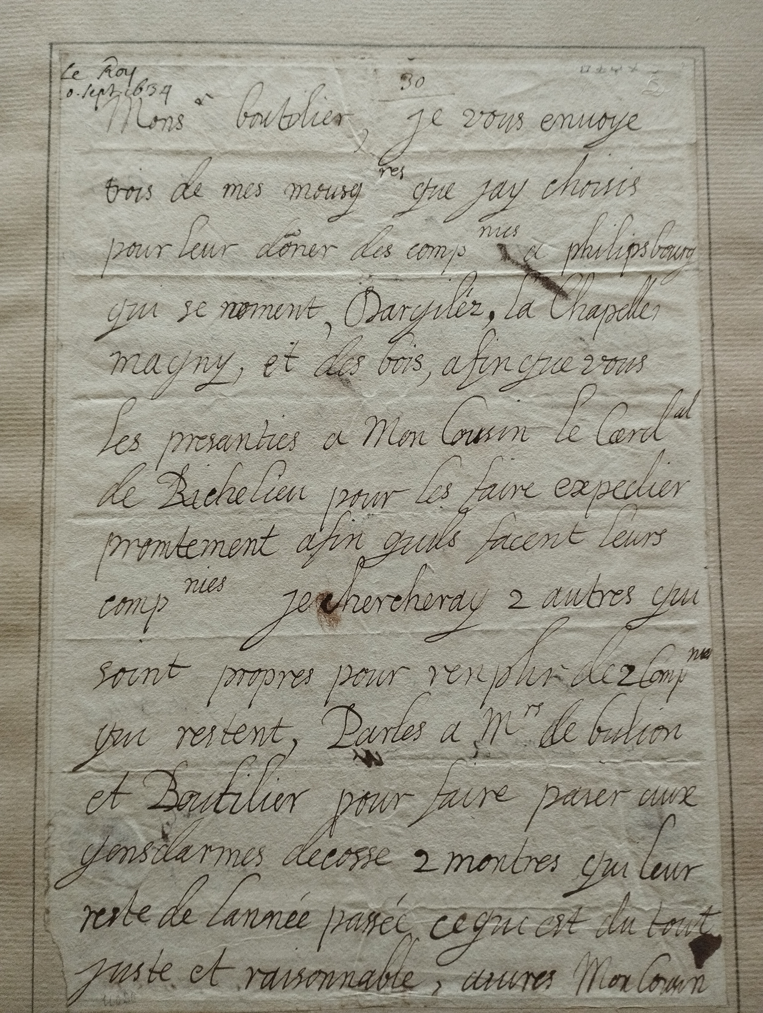 Louis XIII of France. Manuscript Letter, signed (+Anne of Austria, Gaston, Duc d'Orleans, Philippe I, Duc d'Orleans)