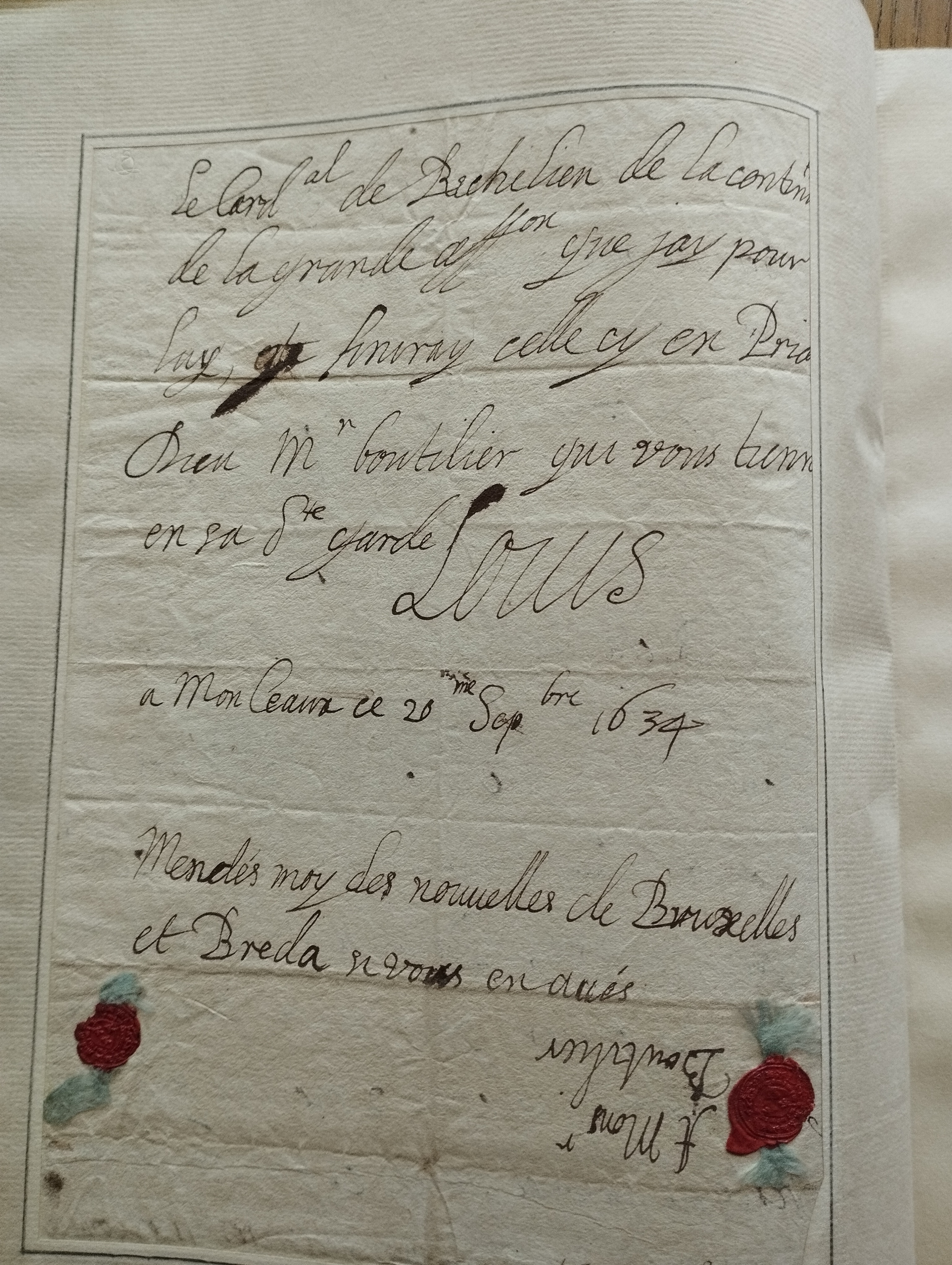 Louis XIII of France. Manuscript Letter, signed (+Anne of Austria, Gaston, Duc d'Orleans, Philippe I, Duc d'Orleans)