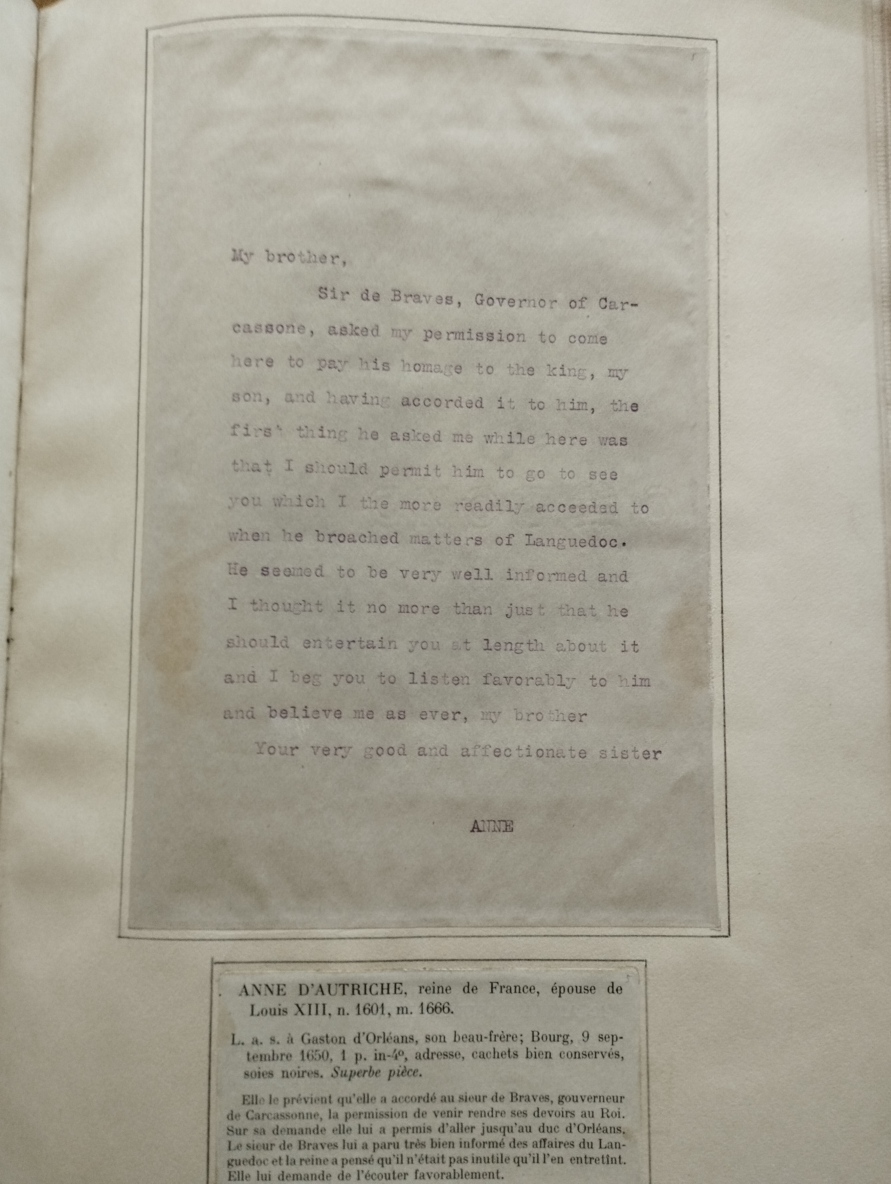 Louis XIII of France. Manuscript Letter, signed (+Anne of Austria, Gaston, Duc d'Orleans, Philippe I, Duc d'Orleans)  2