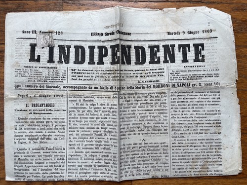 Journal L'Indipendente 9.6.1863