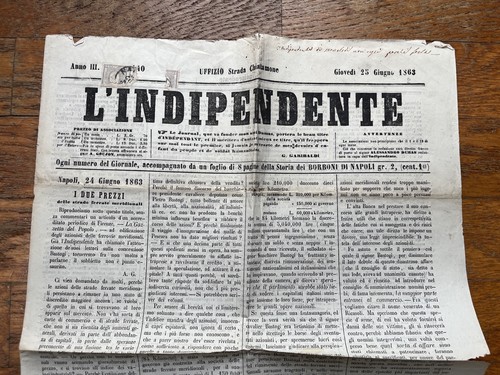 Journal L'Indipendente 23.6.1863
