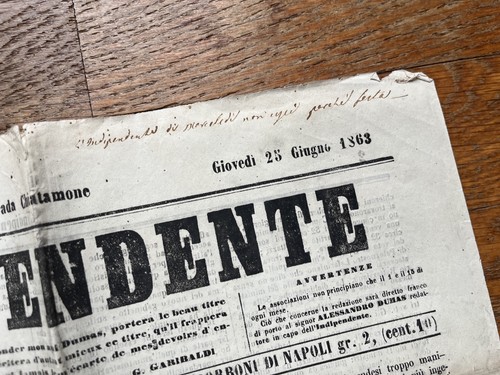 Journal L'Indipendente 23.6.1863
