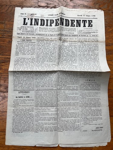 Journal L'Indipendente 23.6.1863