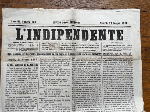 Journal L'Indipendente 12.6.1863