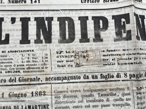 Journal L'Indipendente 12.6.1863