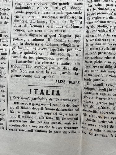 Journal L'Indipendente 12.6.1863