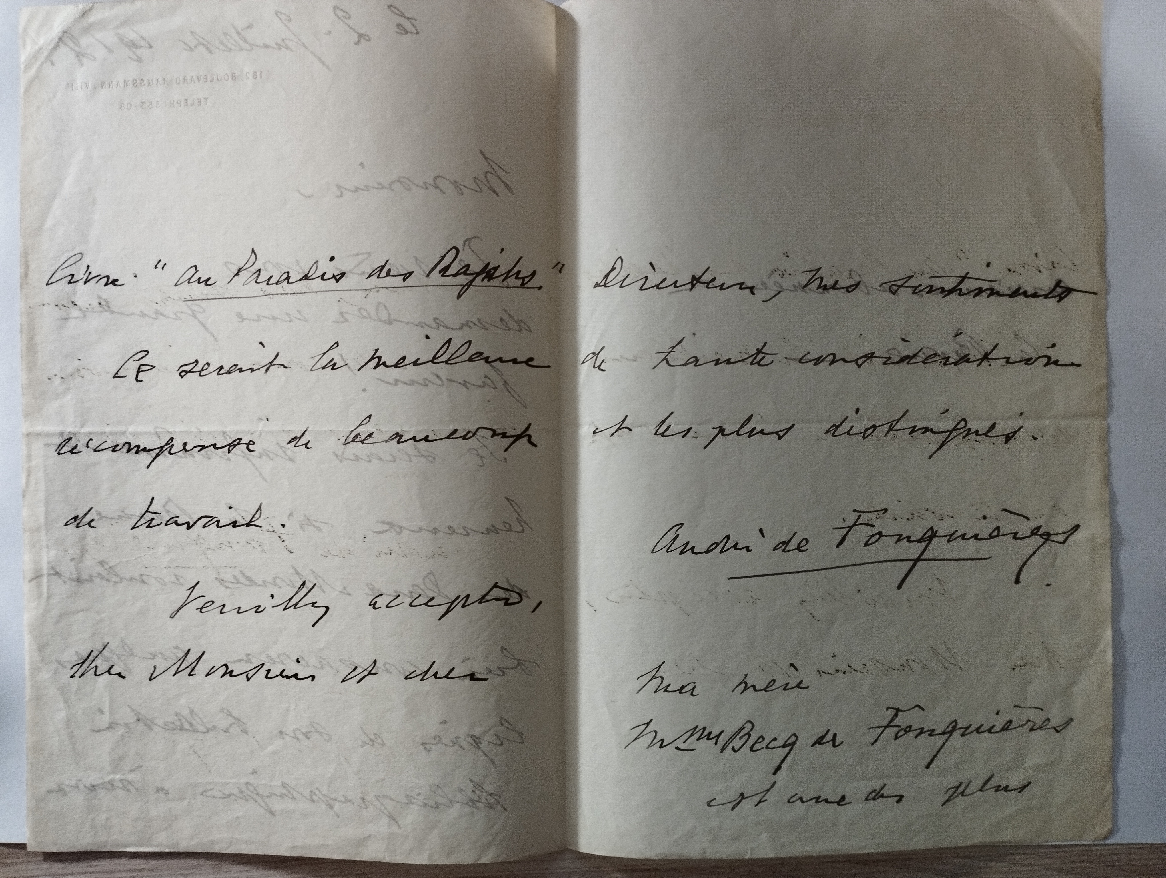Andre Becq de Fouquieres  LAS (2.7.1912)