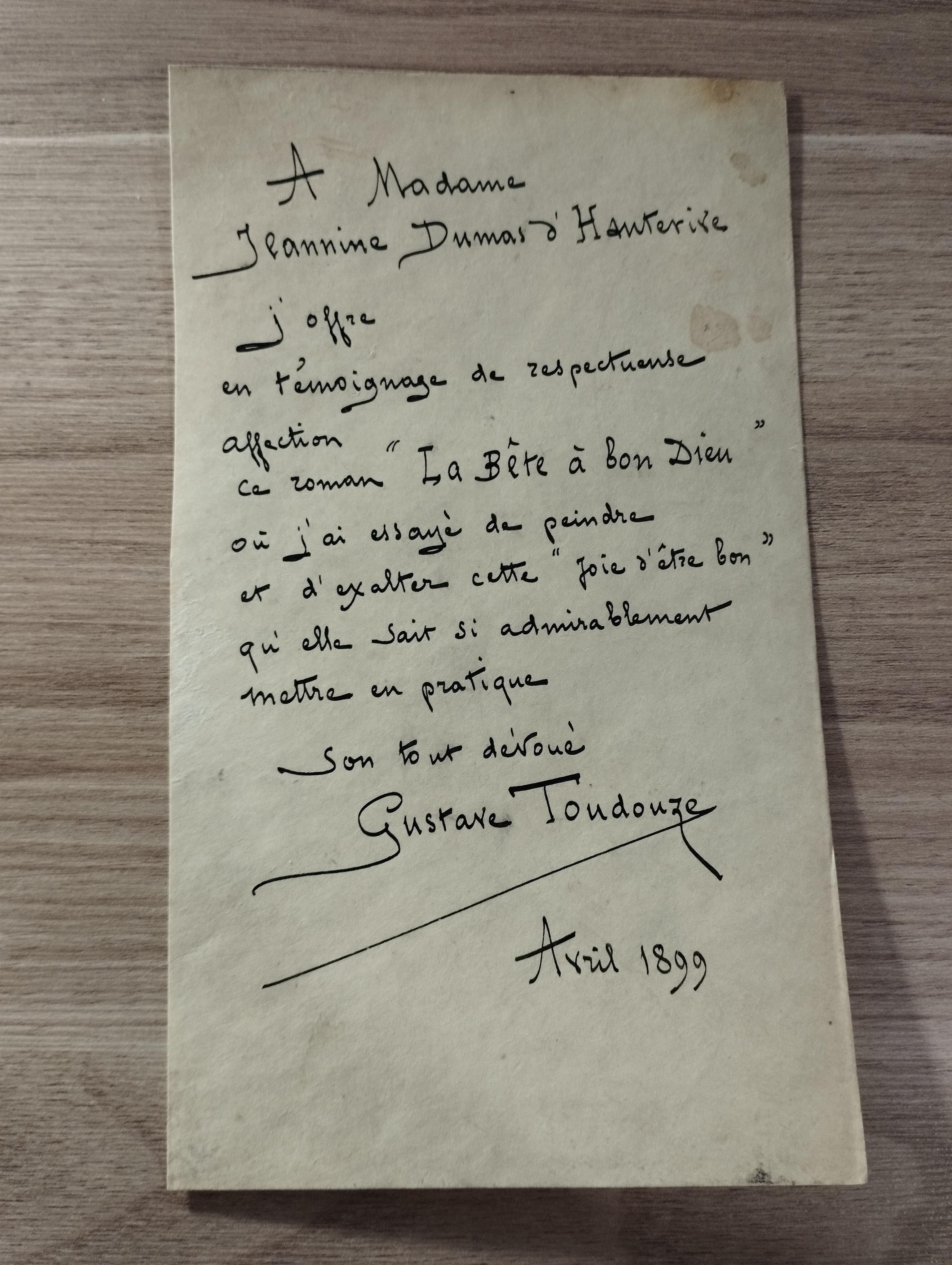 G.Toudouz LAS 04/1899 a J.Dumas d'Hauterive