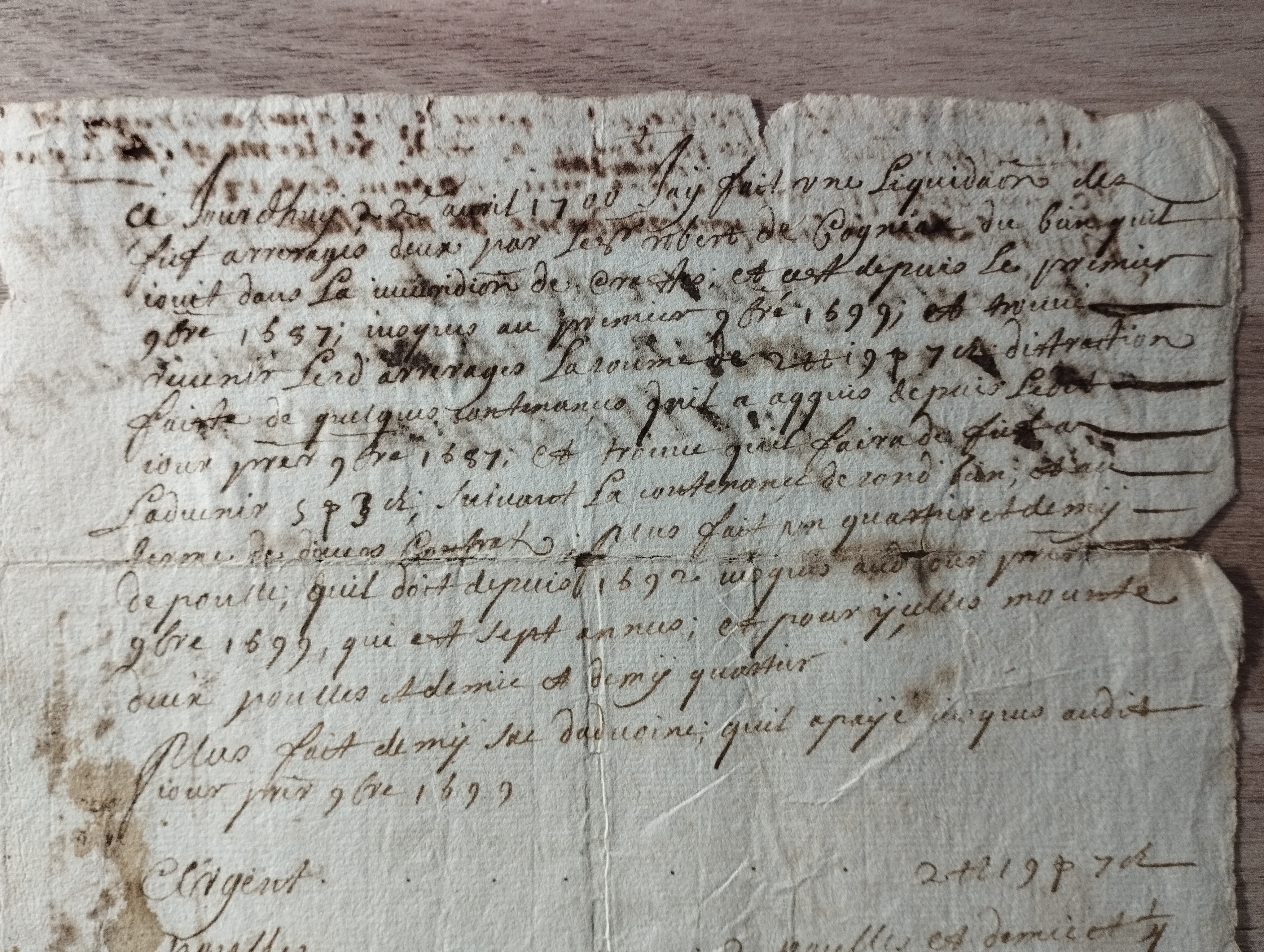 Marsan de Montesquiou  PAS  (vendre de bief, 1699-1705)