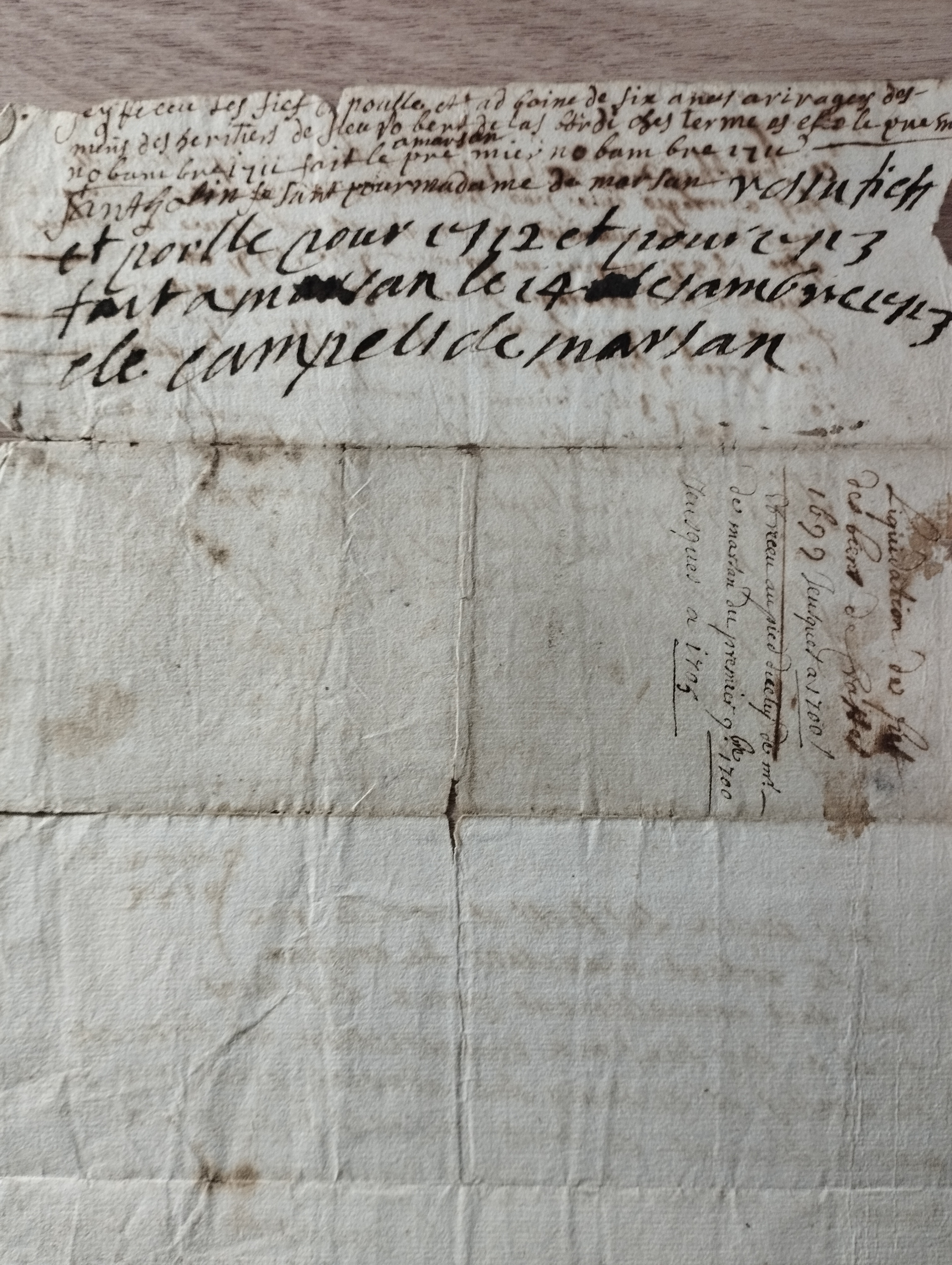 Marsan de Montesquiou  PAS  (vendre de bief, 1699-1705)