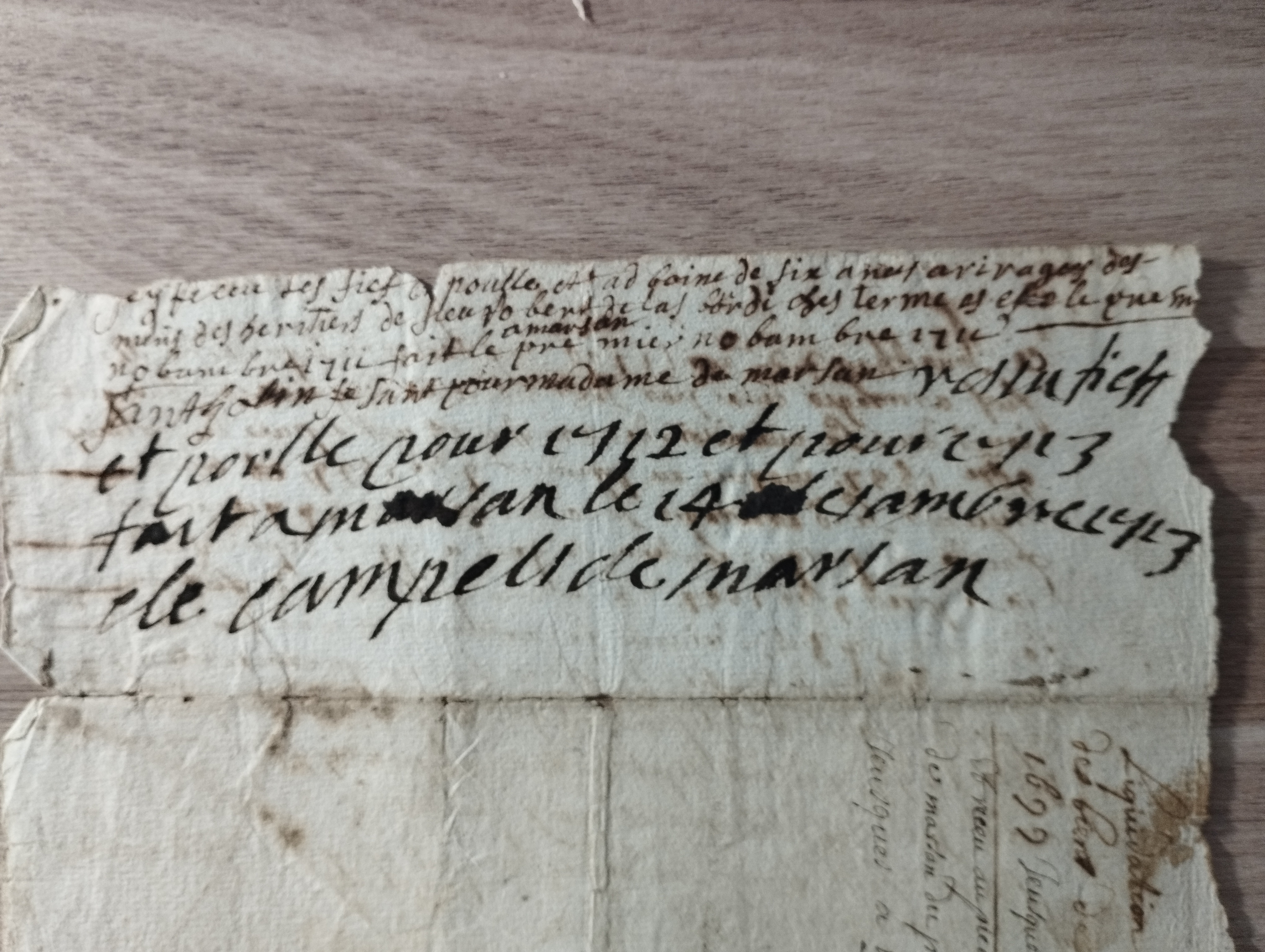 Marsan de Montesquiou  PAS  (vendre de bief, 1699-1705)
