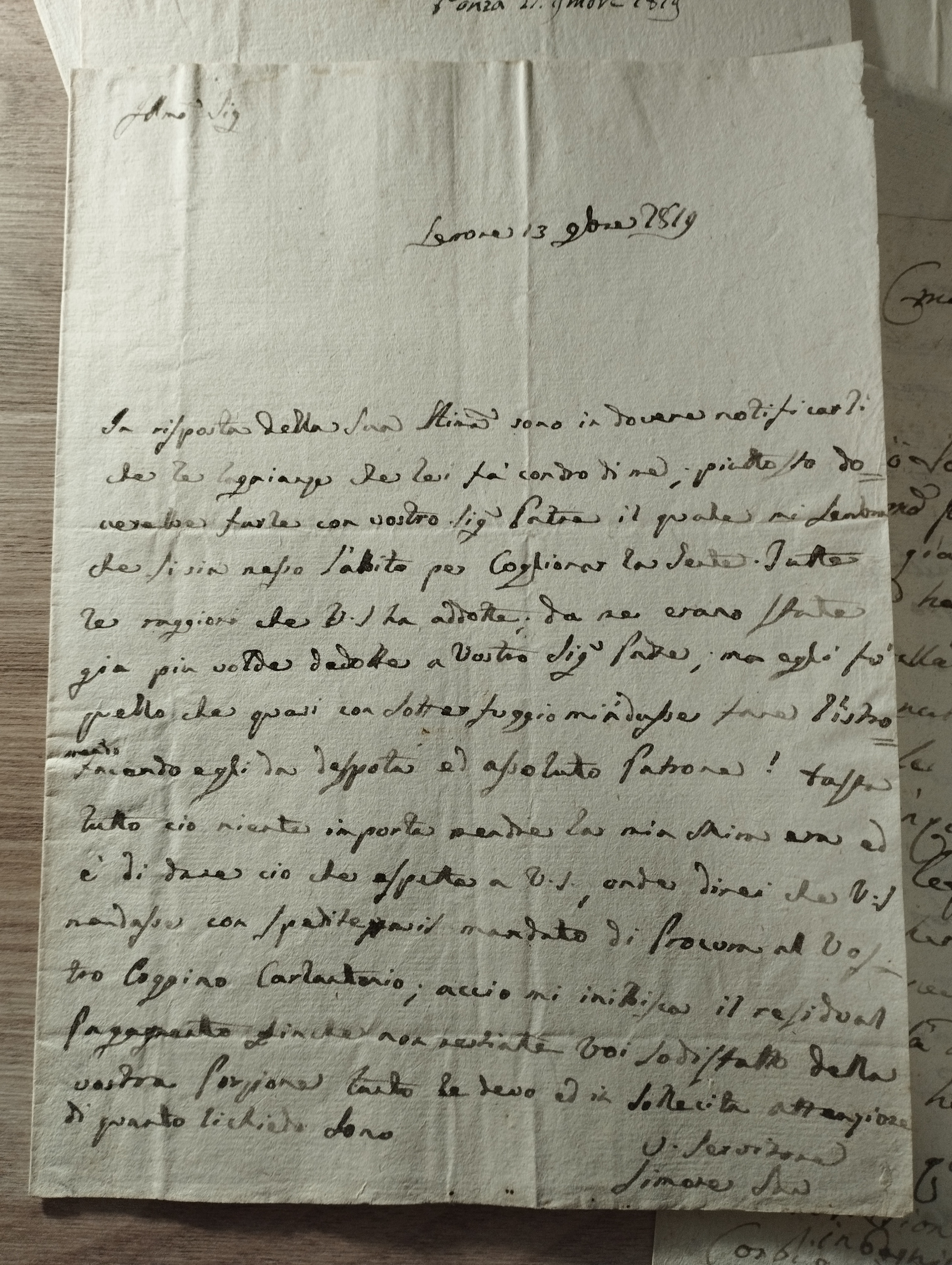Correspondance entre un membre de la Curie papale (Rome) et ... (Spolеto)