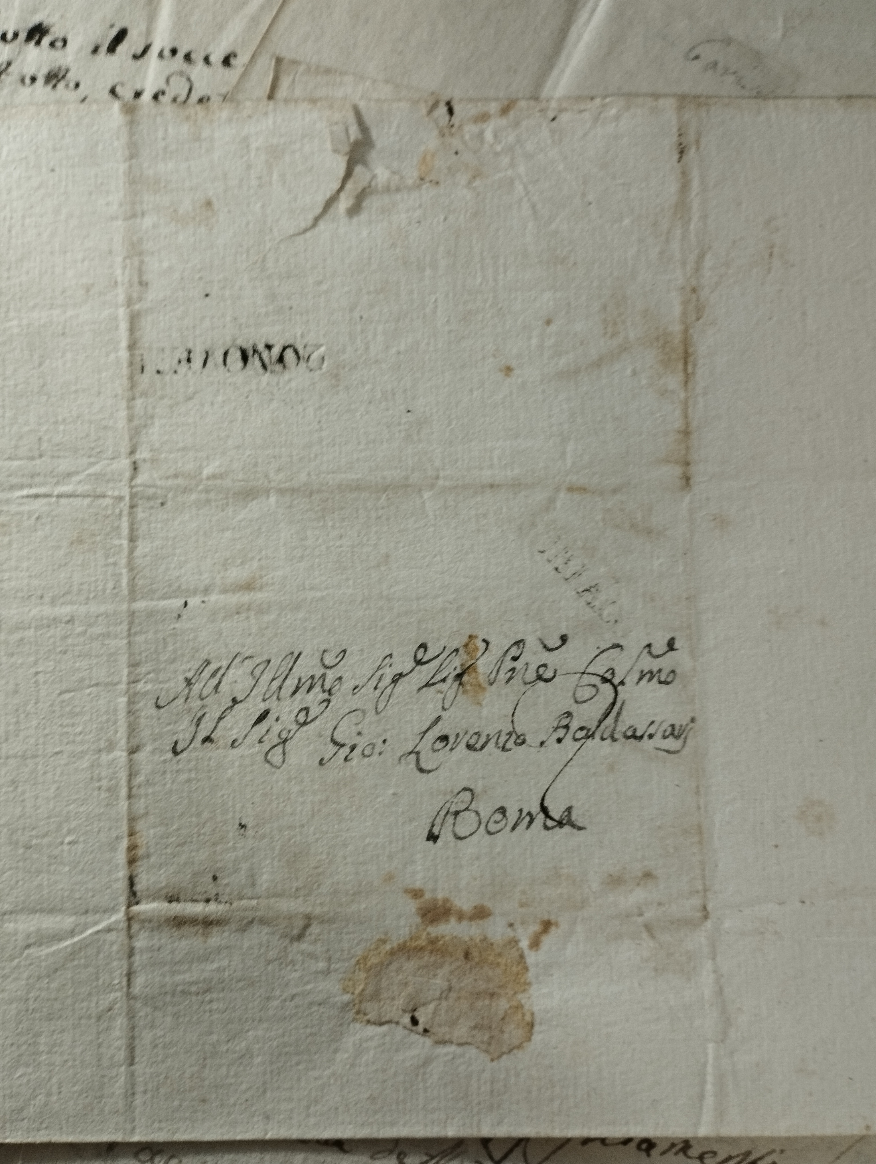 Correspondance entre un membre de la Curie papale (Rome) et ... (Spolеto)