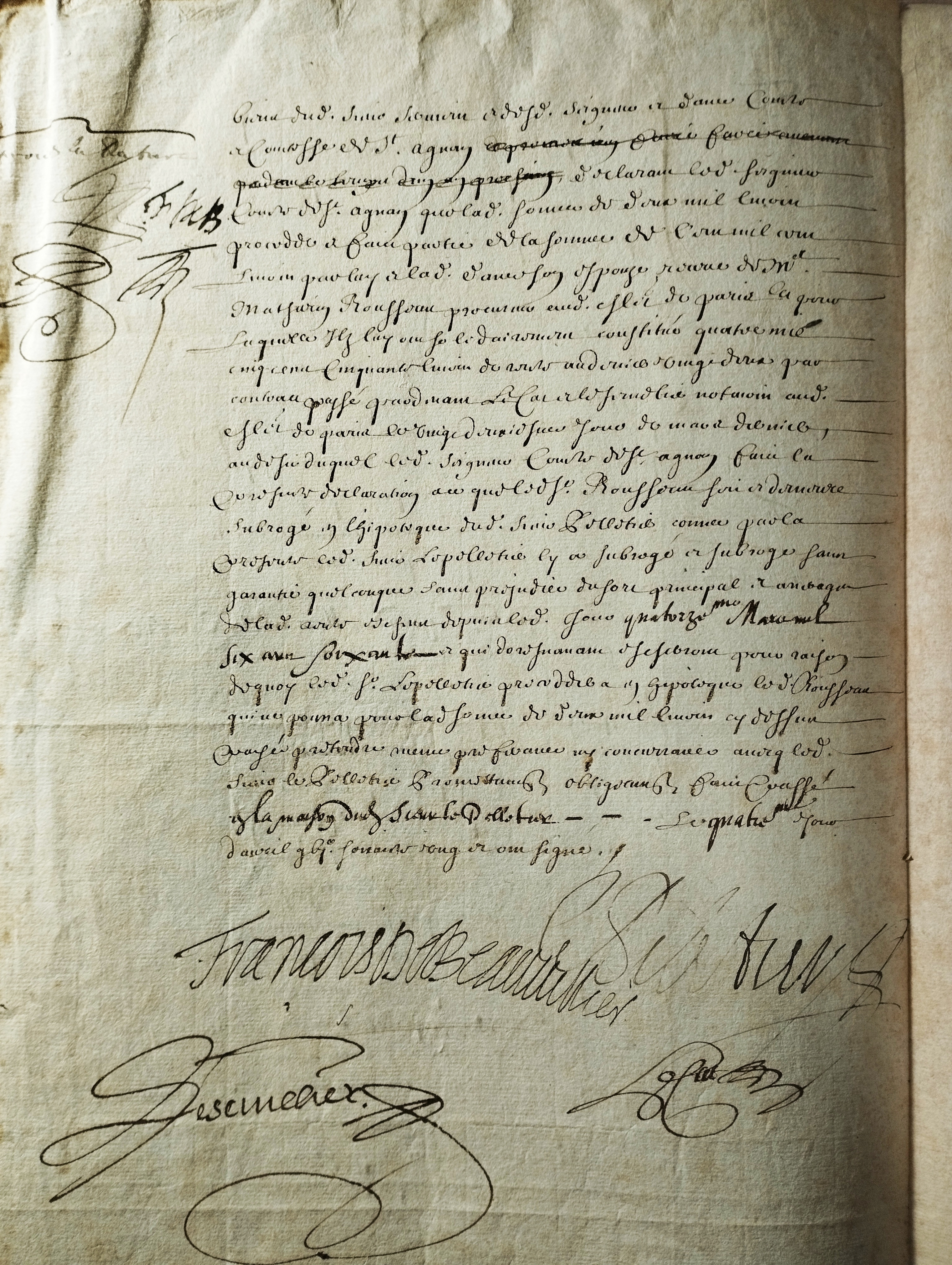 Francois de Beauvillier  PS, 4 avril 1641