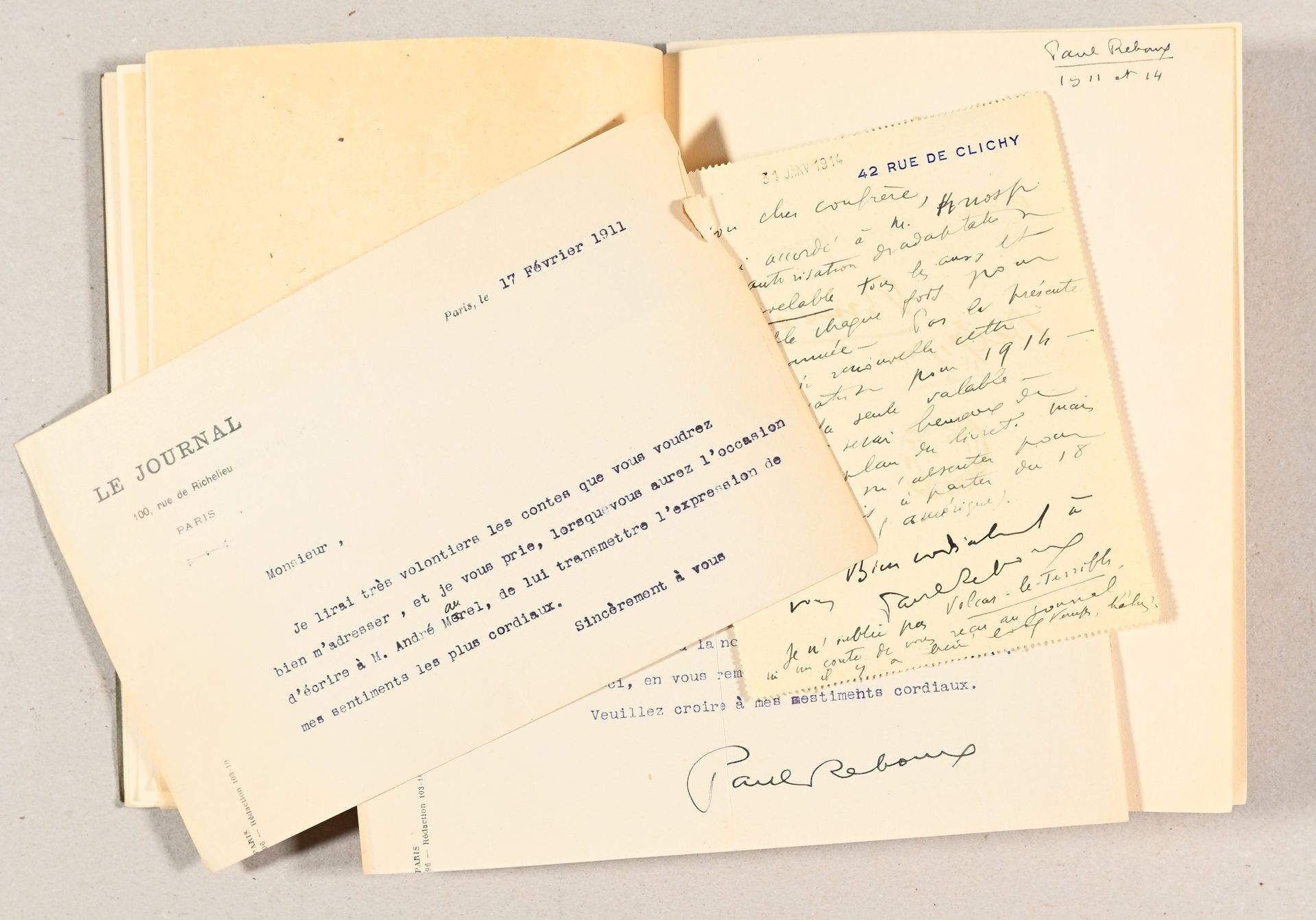 Collection de 20 lettres et billets autographes signes ( Dumas pere ,Ernest Renan , Pierre Loti, Camille Lemonnier,  Gavault,  Ginisty,  Reboux , Paul Margueritte , Bataille,Duvernois, de Flers,  de Lorde, Charpentier, Blockx,Casadesus, Thome)