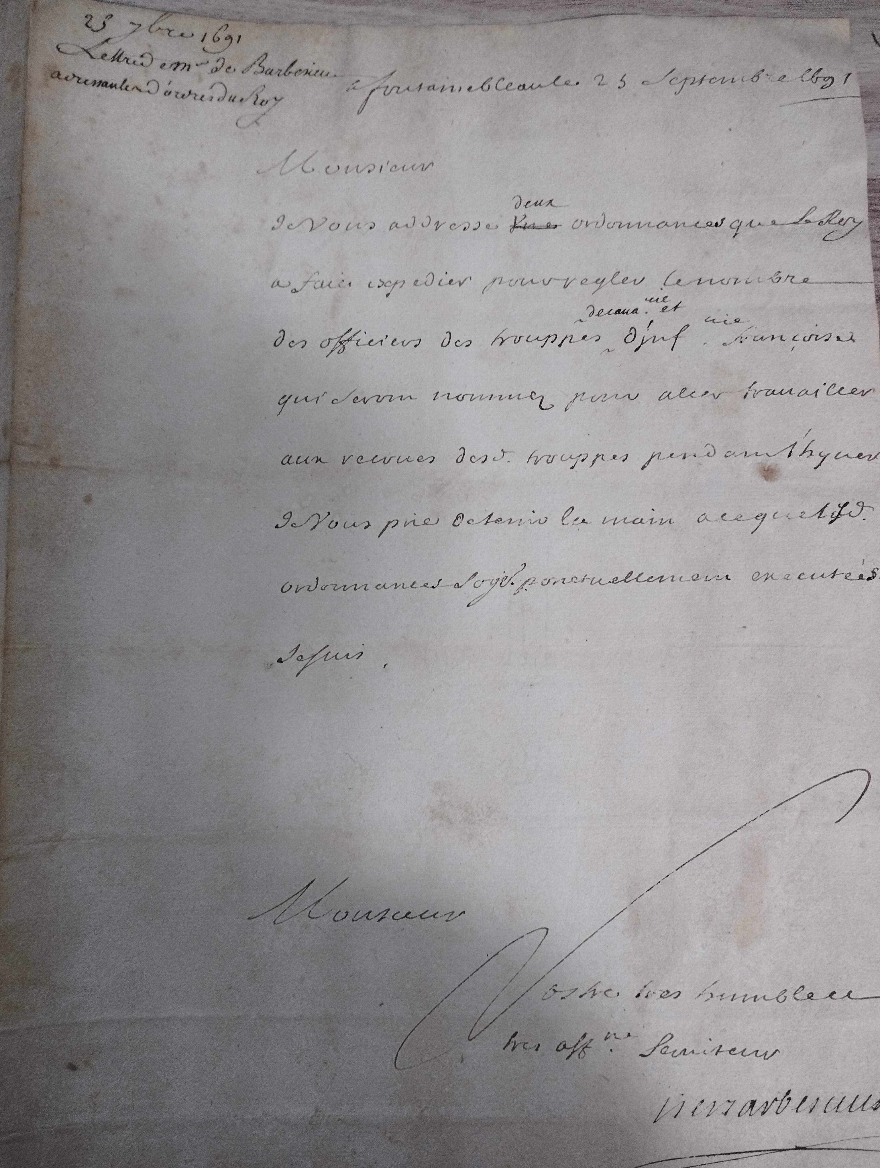 Louis-Francois-Marie Le Tellier de Barbezieux  LAS 1691