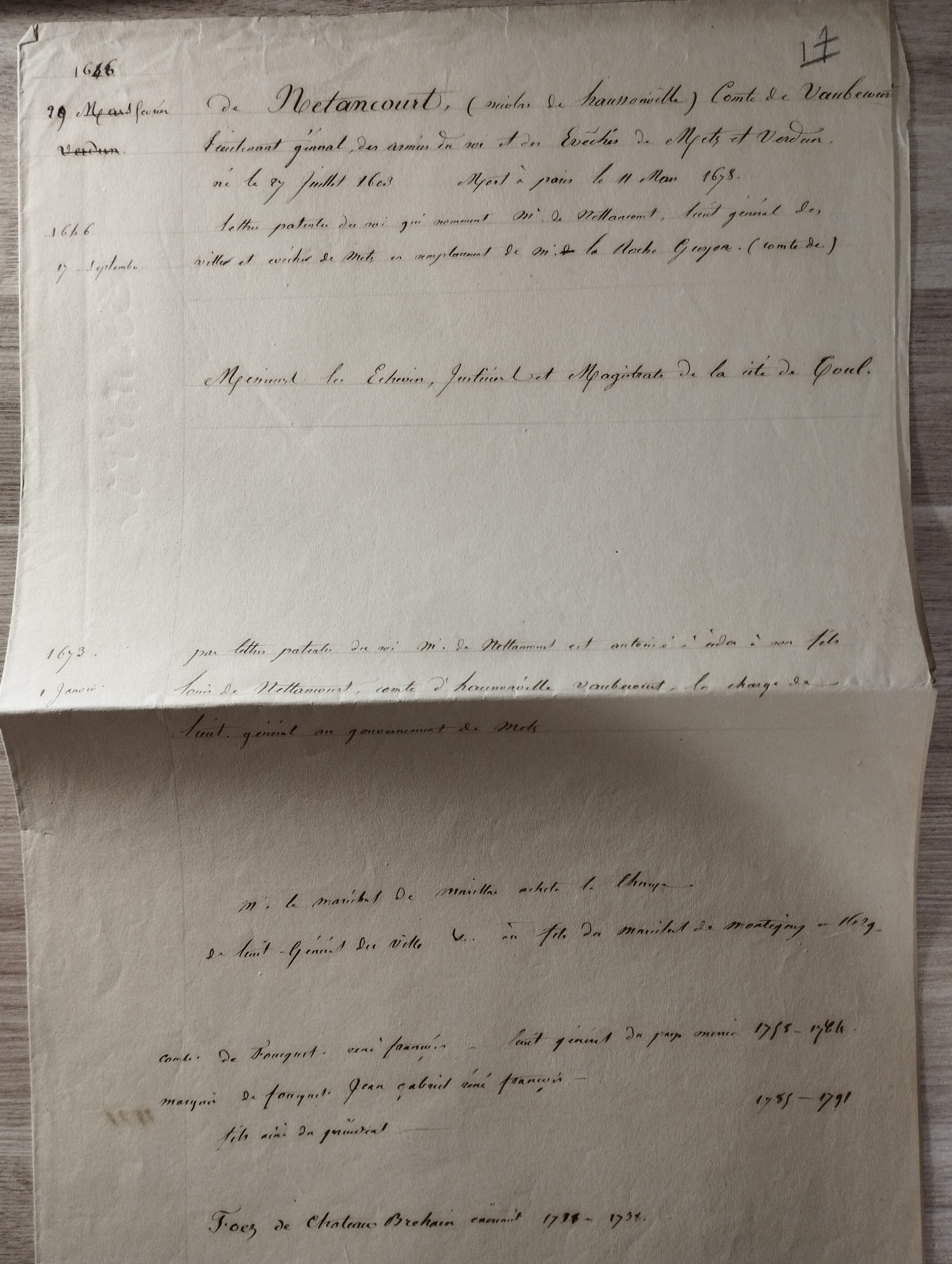 Nicolas de Nettancourt LAS 19 fevrier 1646