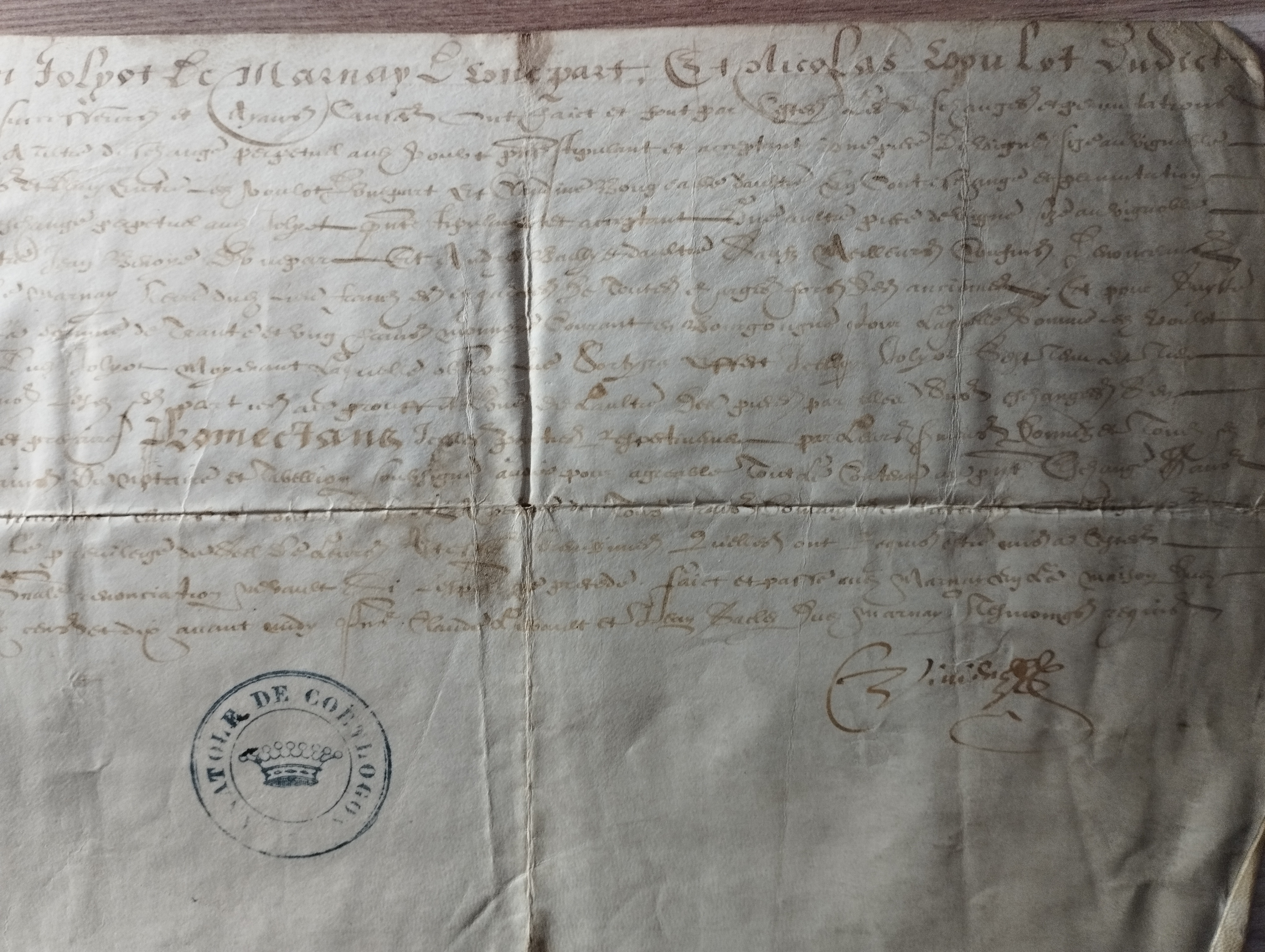 Acte notarié  (1610, 3 fevrier)