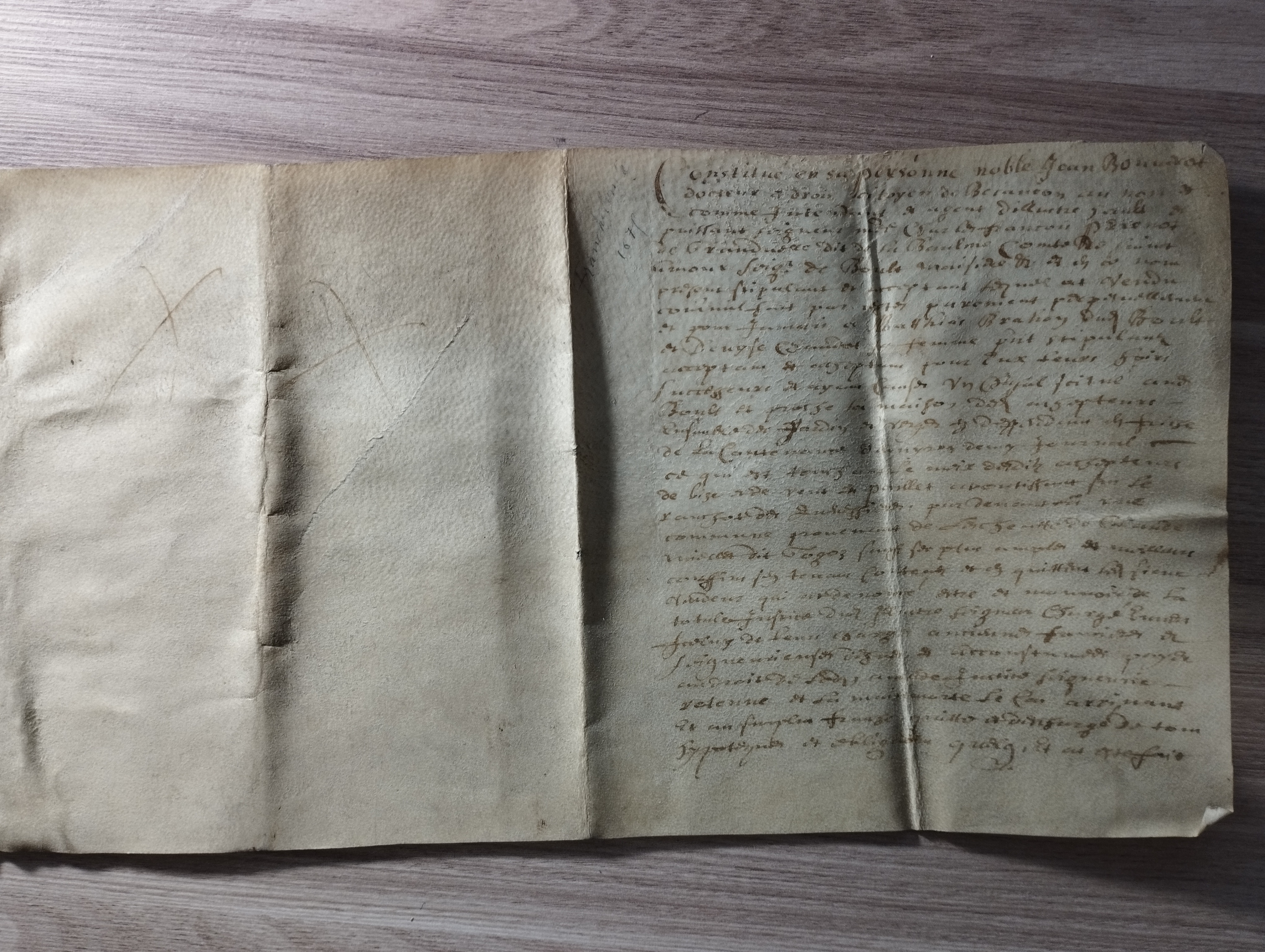 Acte notarie, Besancon     1621