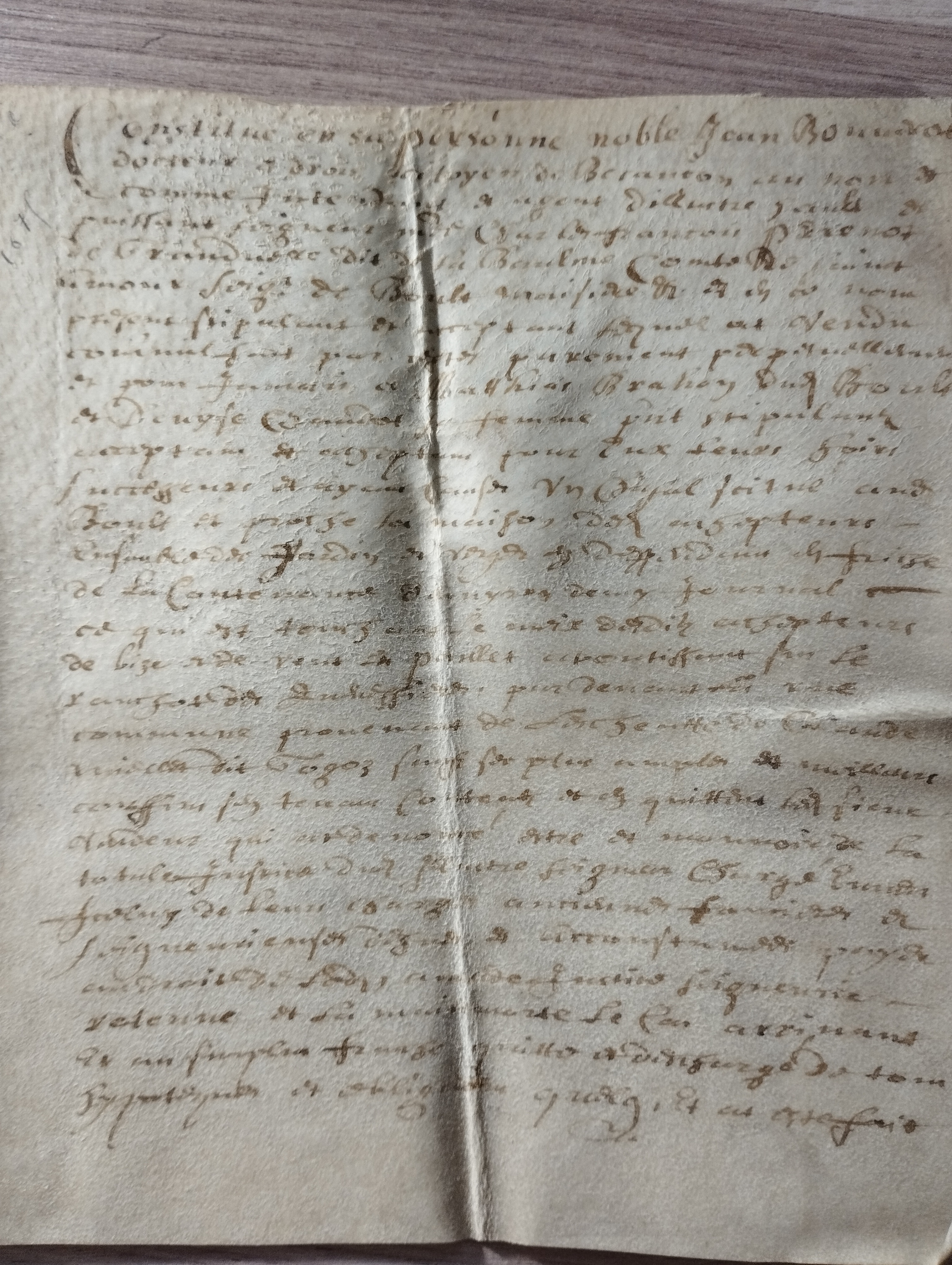 Acte notarie, Besancon     1621