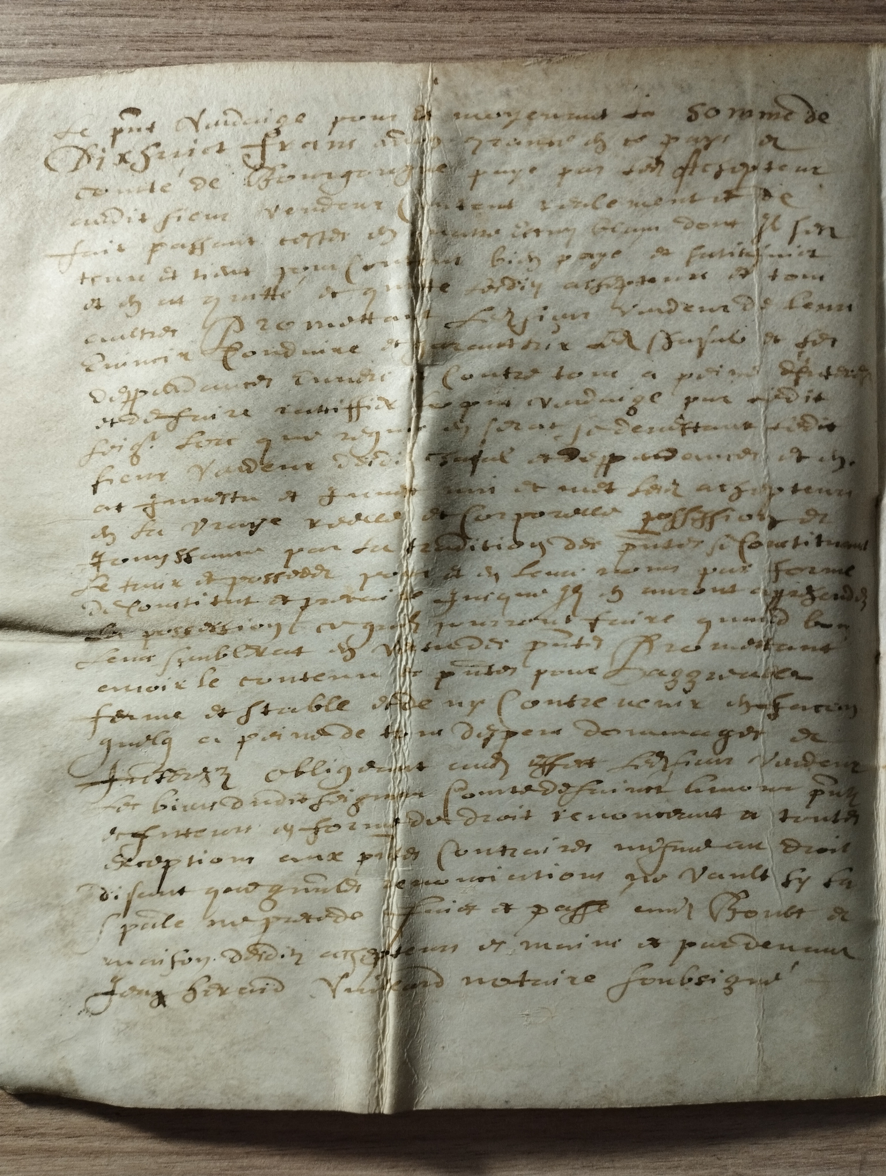 Acte notarie, Besancon     1621