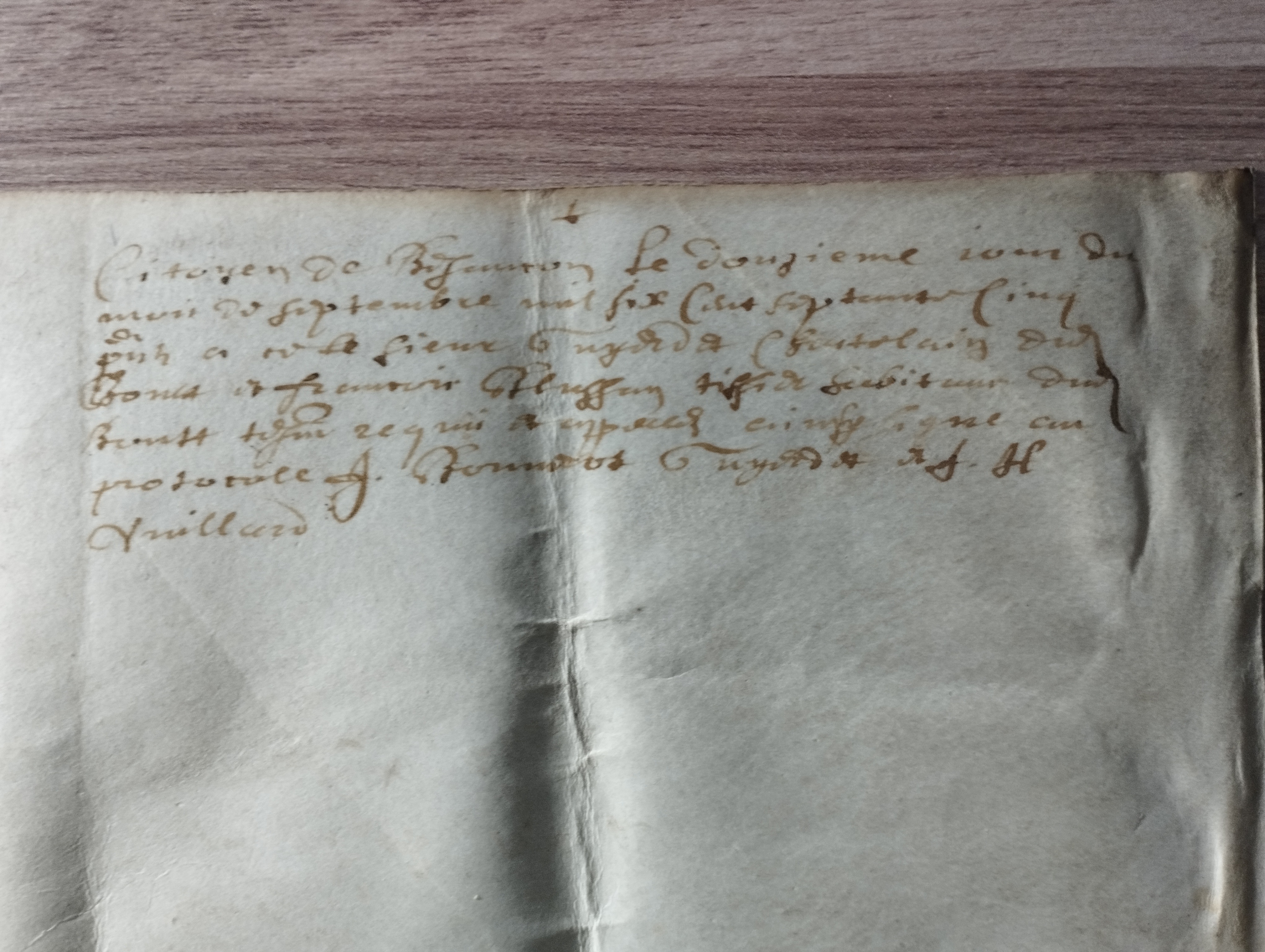 Acte notarie, Besancon     1621