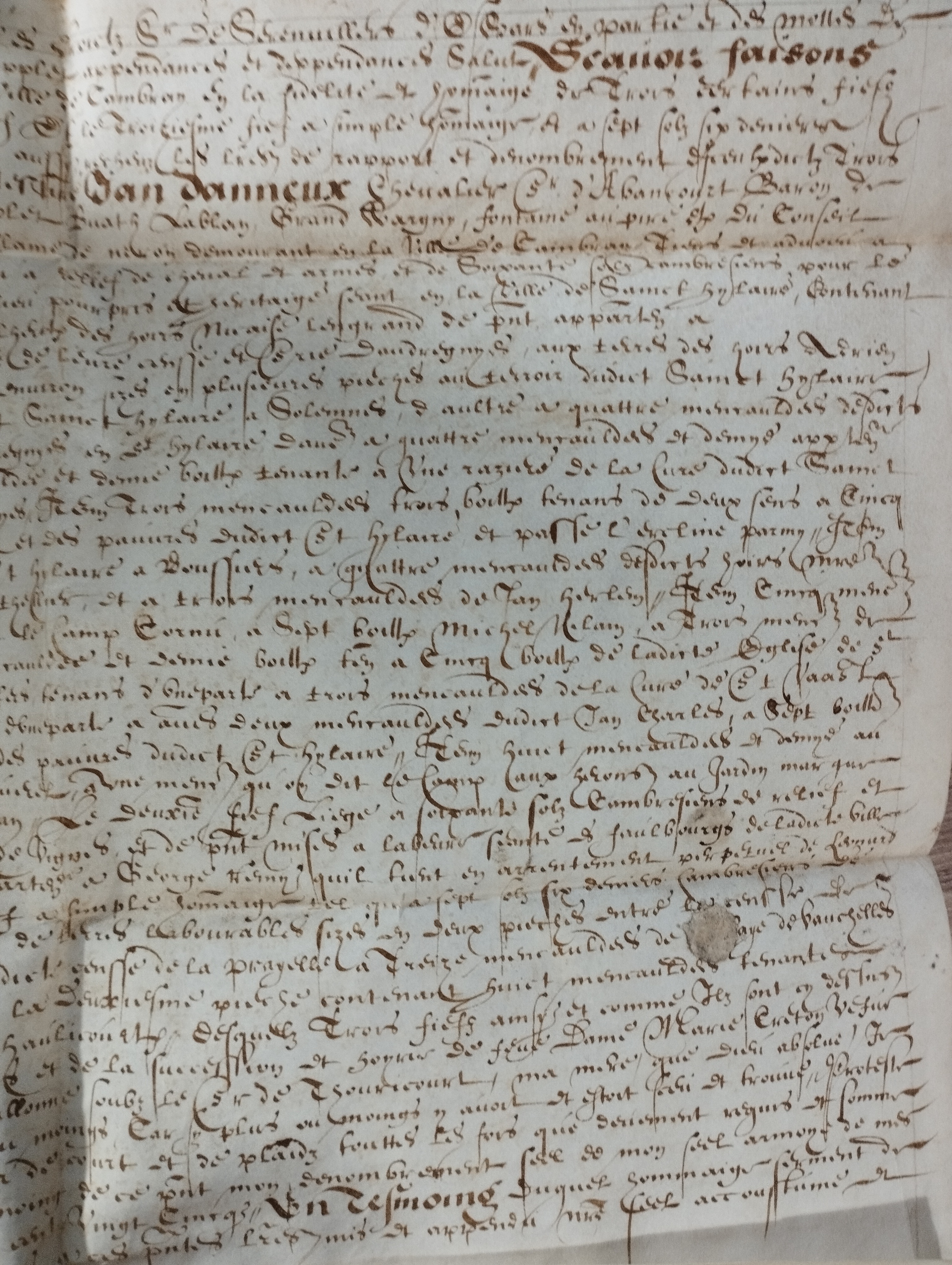 acte de dénombrement et de relief de fief (2 novembre 1625)